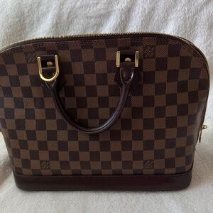 Louis Vuitton Brown Damier Ebene Dome Satchel with Gold Hardware